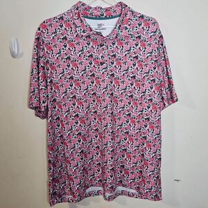 Johnston and Murphy XC4 Flower Print Performance Short-Sleeve Polo Men's Pink Si